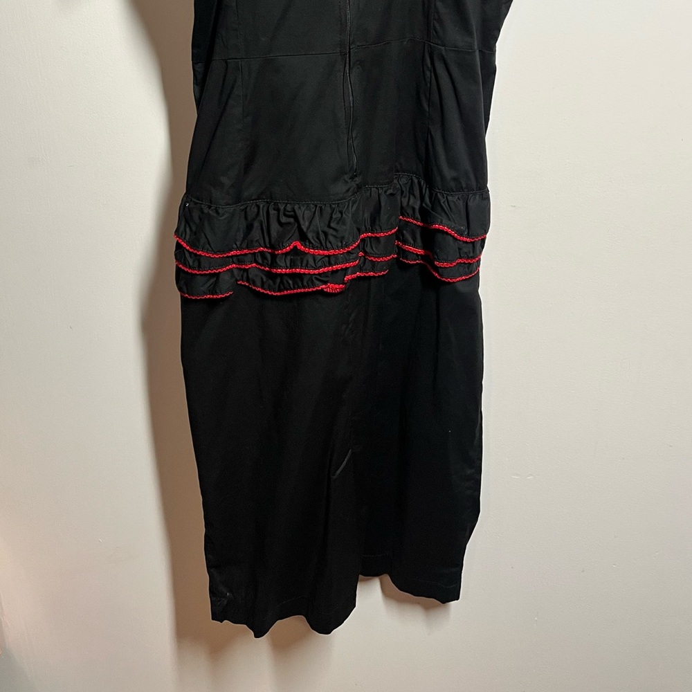 Black Off-Shoulder Midi Dress with Pink Skull Accent - Picture 6 of 9